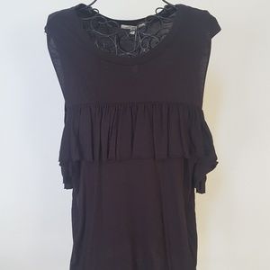 Black peep hole shoulder top